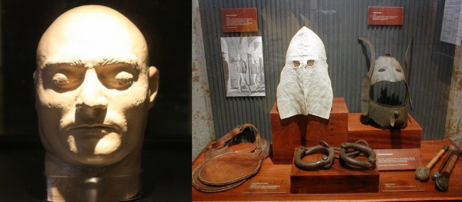  коллекции музея имеется огромнейшая коллекция посмертных масок и памятных вещей злостных рецидивистов.
